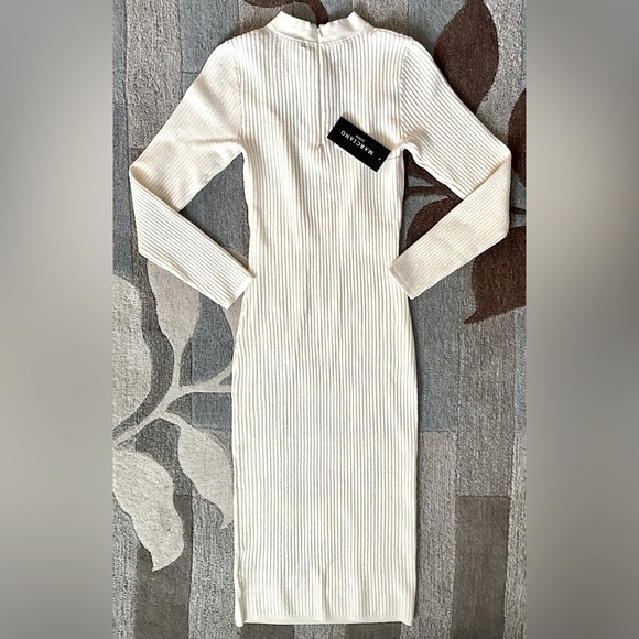 NWT Marciano Long Sleeve Poetic Ribbed Knit Midi Bodycon Sweater Dress - Picture 6 of 10